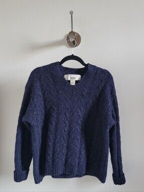 Vintage GAP 100% Wool V-Neck Sweater Navy Speckled M
